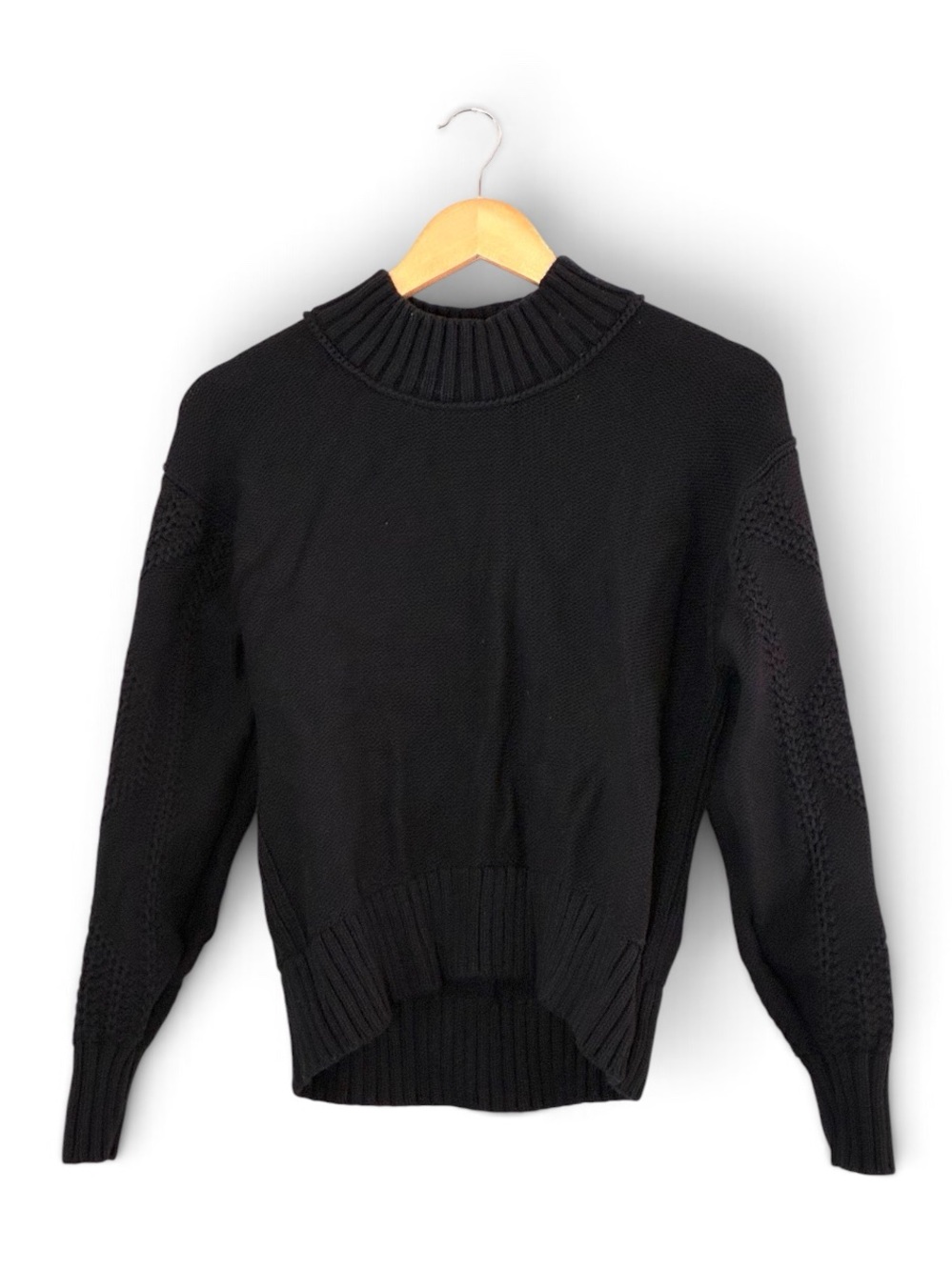 Everlane | Black minimalist classic mock neck cotton blend pullover sweater med